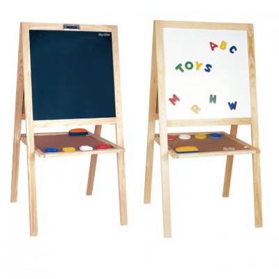 New Classic Wooden Two Sided Easel with 1pc Eraser, 10pcs Chalk From Sky-blue since 2004