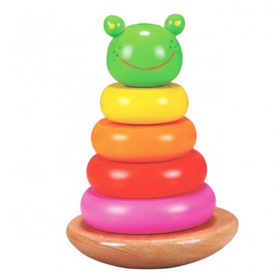 Wooden Magnetic Frog Stacker toy, High quality wooden kids stacker tower toy